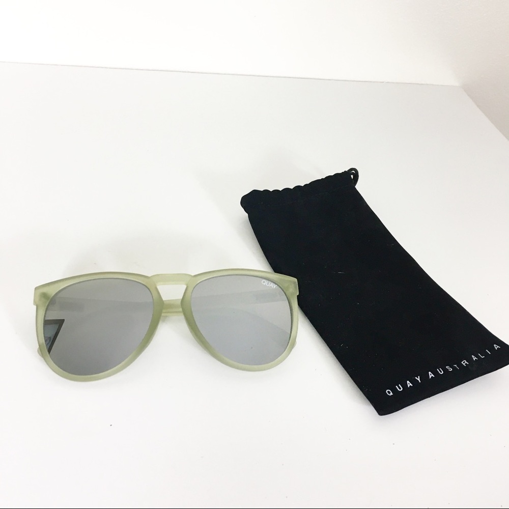 Quay Lime Green Mirrored Lens Sunglasses w/ Case